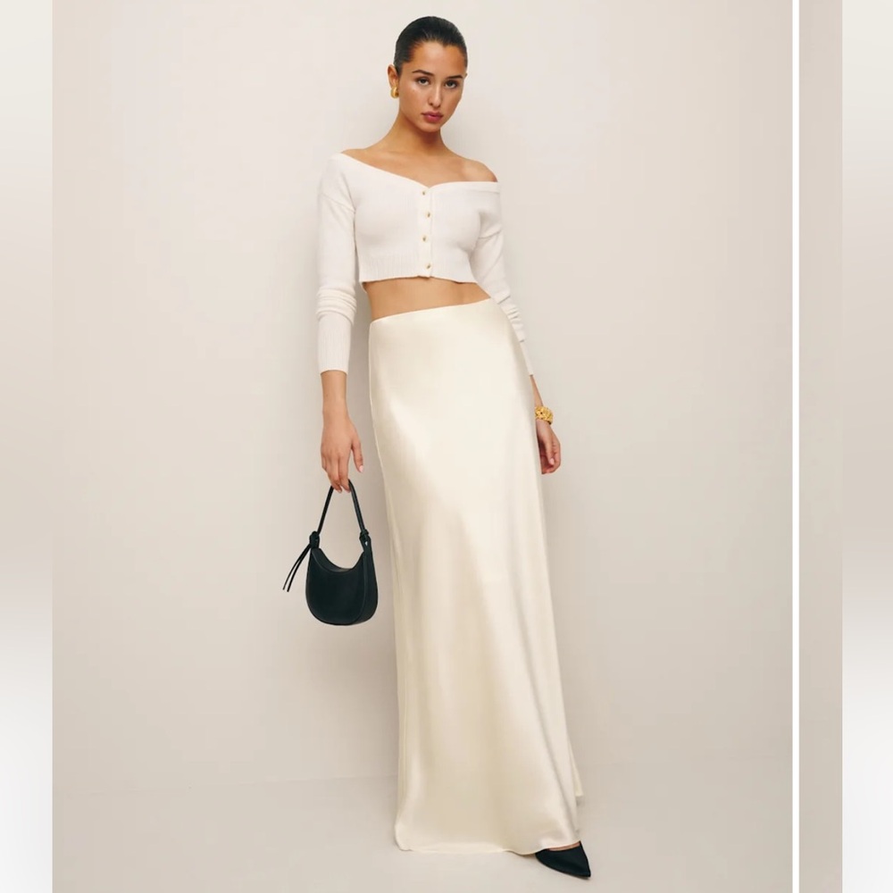 Reformation Petites Bella Satin Skirt - Small - Fior Di Latte